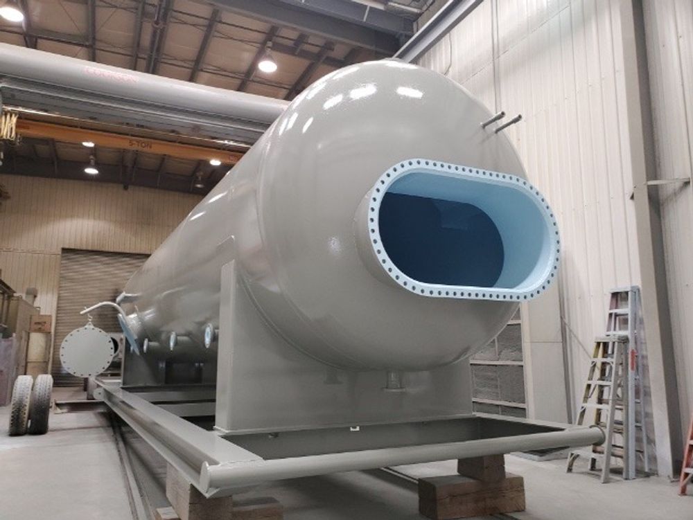Coated industrial vessel in the shop from the Mani project gallery